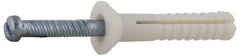 Value Collection - 1/4" Diam, 1/4" Drill, 2" OAL, 1-1/4" Min Embedment Hammer Drive Concrete Anchor - Nylon, Zinc-Plated Finish, Flat Head - USA Tool & Supply