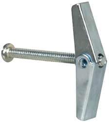 Value Collection - 3/16" Screw, 3/16" Diam, 2" Long, Toggle Bolt Drywall & Hollow Wall Anchor - 3/16" Drill, Zinc Plated, Steel, Use in Concrete, & Masonry, Hollow Tile, Plaster & Wallboard - USA Tool & Supply