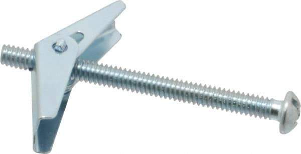 Value Collection - 1/4" Screw, 1/4" Diam, 3" Long, Toggle Bolt Drywall & Hollow Wall Anchor - 1/4" Drill, Zinc Plated, Steel, Use in Concrete, & Masonry, Hollow Tile, Plaster & Wallboard - USA Tool & Supply