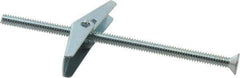 Value Collection - 3/16" Screw, 3/16" Diam, 4" Long, Toggle Bolt Drywall & Hollow Wall Anchor - 3/16" Drill, Zinc Plated, Steel, Use in Concrete, & Masonry, Hollow Tile, Plaster & Wallboard - USA Tool & Supply