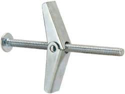 Value Collection - 3/16" Screw, 3/16" Diam, 3" Long, Toggle Bolt Drywall & Hollow Wall Anchor - 3/16" Drill, Zinc Plated, Steel, Use in Concrete, & Masonry, Hollow Tile, Plaster & Wallboard - USA Tool & Supply