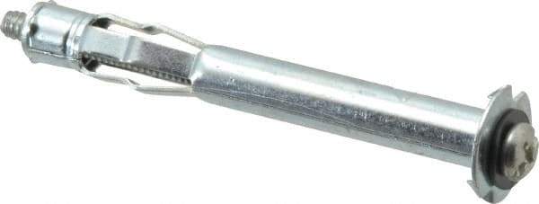 Value Collection - #6 to 32 Screw, 1/8" Diam, 1-1/4" Long, 1-1/4 to 1-3/4" Thick, Sleeve Drywall & Hollow Wall Anchor - 1/8" Drill, Zinc Plated, Steel, Use in Drywall - USA Tool & Supply