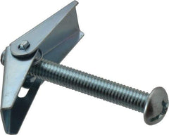 Value Collection - 3/8" Screw, 3/8" Diam, 3" Long, Toggle Bolt Drywall & Hollow Wall Anchor - 3/8" Drill, Zinc Plated, Steel, Use in Concrete, & Masonry, Hollow Tile, Plaster & Wallboard - USA Tool & Supply