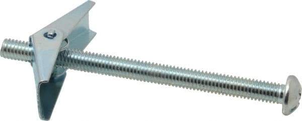 Value Collection - 3/8" Screw, 3/8" Diam, 5" Long, Toggle Bolt Drywall & Hollow Wall Anchor - 3/8" Drill, Zinc Plated, Steel, Use in Concrete, & Masonry, Hollow Tile, Plaster & Wallboard - USA Tool & Supply