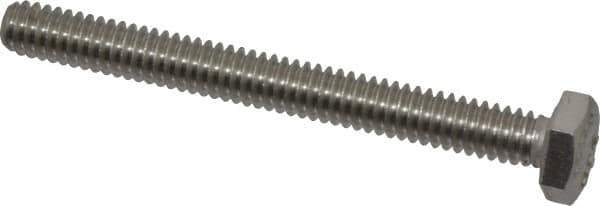 Value Collection - 1/4-20 UNC, 2-1/2" Length Under Head Hex Head Cap Screw - Fully Threaded, Grade 18-8 Stainless Steel, 7/16" Hex - USA Tool & Supply