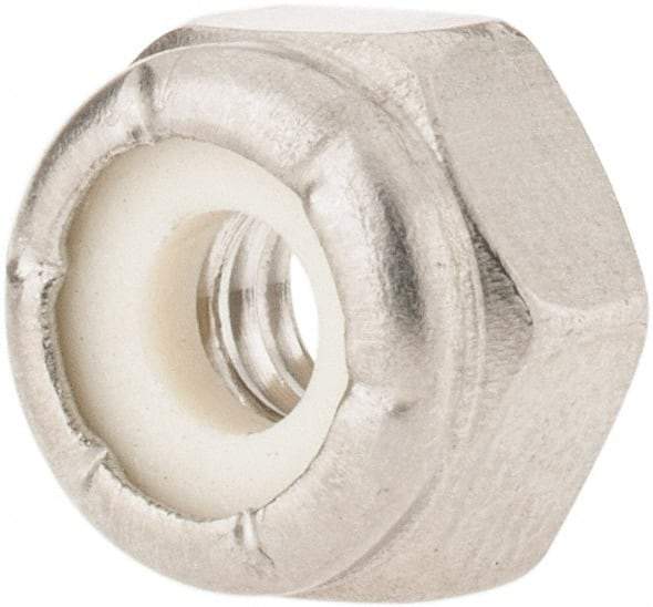 Value Collection - #10-24 UNC 18-8 Hex Lock Nut with Nylon Insert - 3/8" Width Across Flats, 1/4" High - USA Tool & Supply