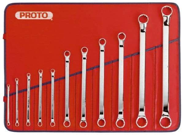 Proto - 11 Piece, 5/32" to 7/16", 12 Point Box End Wrench Set - Metric Measurement Standard, Full Polish Finish, Comes in Nylon Roll - USA Tool & Supply