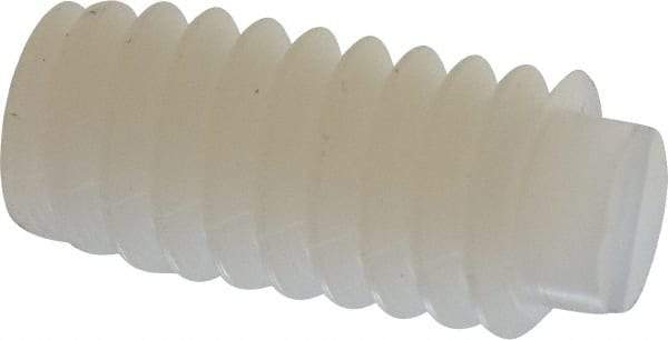 Made in USA - 1/4-20 UNC, 1/2" Length of Thread, Soft Tip Point Set Screw - Nylon - USA Tool & Supply