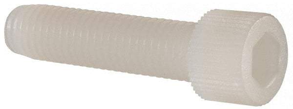 Made in USA - 1/4-28 UNF Hex Socket Drive, Socket Cap Screw - Grade 6/6 Nylon, Uncoated, Fully Threaded, 1" Length Under Head - USA Tool & Supply