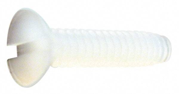 Made in USA - #10-24 UNC, 1/2" OAL Slotted Drive Machine Screw - Flat Head, Grade 6/6 Nylon, Uncoated, Without Washer - USA Tool & Supply