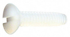 Made in USA - #10-24 UNC, 3/4" OAL Slotted Drive Machine Screw - Flat Head, Grade 6/6 Nylon, Uncoated, Without Washer - USA Tool & Supply