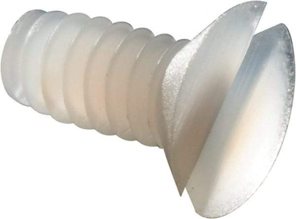 Made in USA - #4-40 UNC, 1/4" OAL Slotted Drive Machine Screw - Flat Head, Grade 6/6 Nylon, Uncoated, Without Washer - USA Tool & Supply