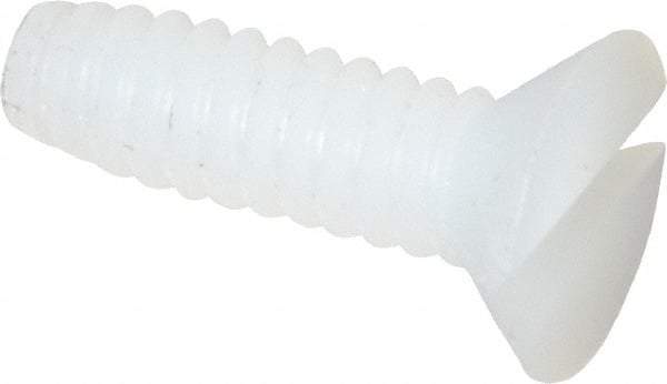 Made in USA - #4-40 UNC, 3/8" OAL Slotted Drive Machine Screw - Flat Head, Grade 6/6 Nylon, Uncoated, Without Washer - USA Tool & Supply