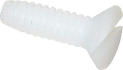 Made in USA - #4-40 UNC, 3/8" OAL Slotted Drive Machine Screw - Flat Head, Grade 6/6 Nylon, Uncoated, Without Washer - USA Tool & Supply