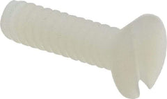 Made in USA - #6-32 UNC, 1/2" OAL Slotted Drive Machine Screw - Flat Head, Grade 6/6 Nylon, Uncoated, Without Washer - USA Tool & Supply