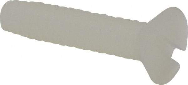Made in USA - #6-32 UNC, 5/8" OAL Slotted Drive Machine Screw - Flat Head, Grade 6/6 Nylon, Uncoated, Without Washer - USA Tool & Supply