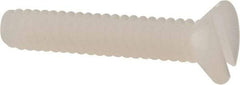 Made in USA - #6-32 UNC, 3/4" OAL Slotted Drive Machine Screw - Flat Head, Grade 6/6 Nylon, Uncoated, Without Washer - USA Tool & Supply