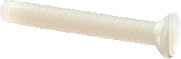 Made in USA - #6-32 UNC, 1" OAL Slotted Drive Machine Screw - Flat Head, Grade 6/6 Nylon, Uncoated, Without Washer - USA Tool & Supply