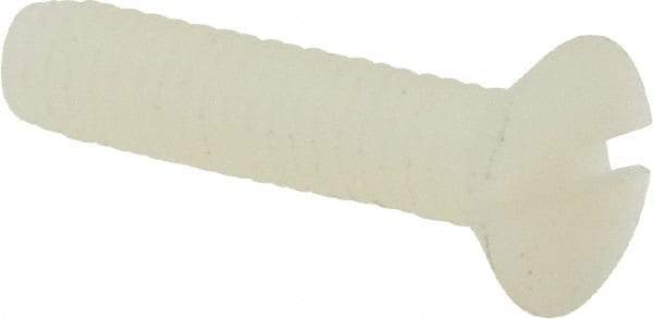 Made in USA - #8-32 UNC, 3/4" OAL Slotted Drive Machine Screw - Flat Head, Grade 6/6 Nylon, Uncoated, Without Washer - USA Tool & Supply