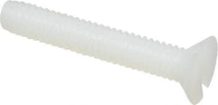 Made in USA - #8-32 UNC, 1" OAL Slotted Drive Machine Screw - Flat Head, Grade 6/6 Nylon, Uncoated, Without Washer - USA Tool & Supply