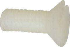 Made in USA - #10-32 UNF, 1/2" OAL Slotted Drive Machine Screw - Flat Head, Grade 6/6 Nylon, Uncoated, Without Washer - USA Tool & Supply
