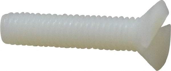 Made in USA - #10-32 UNF, 7/8" OAL Slotted Drive Machine Screw - Flat Head, Grade 6/6 Nylon, Uncoated, Without Washer - USA Tool & Supply