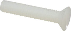 Made in USA - #10-32 UNF, 1" OAL Slotted Drive Machine Screw - Flat Head, Grade 6/6 Nylon, Uncoated, Without Washer - USA Tool & Supply