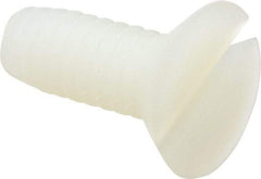 Made in USA - 1/4-20 UNC, 5/8" OAL Slotted Drive Machine Screw - Flat Head, Grade 6/6 Nylon, Uncoated, Without Washer - USA Tool & Supply
