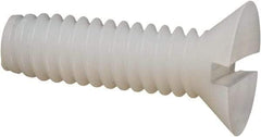 Made in USA - 1/4-20 UNC, 7/8" OAL Slotted Drive Machine Screw - Flat Head, Grade 6/6 Nylon, Uncoated, Without Washer - USA Tool & Supply