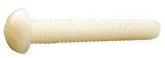 Made in USA - #10-32 UNF, 1-1/4" Length Under Head Slotted Drive Machine Screw - Round Head, Grade 6/6 Nylon, Uncoated, Without Washer - USA Tool & Supply