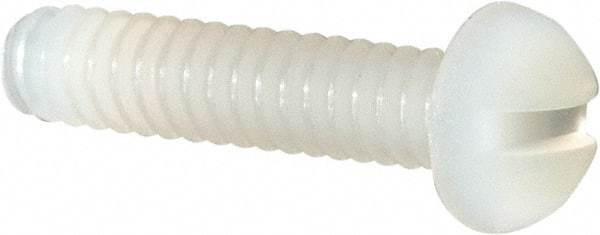 Made in USA - #4-40 UNC, 1/2" Length Under Head Slotted Drive Machine Screw - Round Head, Grade 6/6 Nylon, Uncoated, Without Washer - USA Tool & Supply