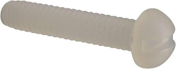 Made in USA - #4-40 UNC, 5/8" Length Under Head Slotted Drive Machine Screw - Round Head, Grade 6/6 Nylon, Uncoated, Without Washer - USA Tool & Supply