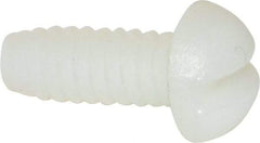Made in USA - #6-32 UNC, 3/8" Length Under Head Slotted Drive Machine Screw - Round Head, Grade 6/6 Nylon, Uncoated, Without Washer - USA Tool & Supply
