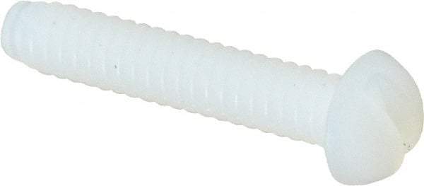Made in USA - #6-32 UNC, 3/4" Length Under Head Slotted Drive Machine Screw - Round Head, Grade 6/6 Nylon, Uncoated, Without Washer - USA Tool & Supply