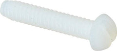 Made in USA - #6-32 UNC, 3/4" Length Under Head Slotted Drive Machine Screw - Round Head, Grade 6/6 Nylon, Uncoated, Without Washer - USA Tool & Supply