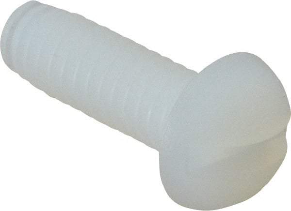 Made in USA - #8-32 UNC, 1/2" Length Under Head Slotted Drive Machine Screw - Round Head, Grade 6/6 Nylon, Uncoated, Without Washer - USA Tool & Supply