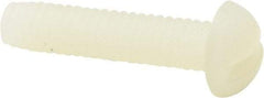Made in USA - #8-32 UNC, 3/4" Length Under Head Slotted Drive Machine Screw - Round Head, Grade 6/6 Nylon, Uncoated, Without Washer - USA Tool & Supply