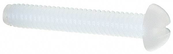 Made in USA - #8-32 UNC, 1" Length Under Head Slotted Drive Machine Screw - Round Head, Grade 6/6 Nylon, Uncoated, Without Washer - USA Tool & Supply