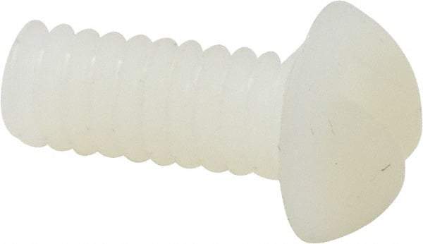 Made in USA - #10-24 UNC, 1/2" Length Under Head Slotted Drive Machine Screw - Round Head, Grade 6/6 Nylon, Uncoated, Without Washer - USA Tool & Supply