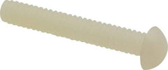 Made in USA - #10-24 UNC, 1-1/4" Length Under Head Slotted Drive Machine Screw - Round Head, Grade 6/6 Nylon, Uncoated, Without Washer - USA Tool & Supply