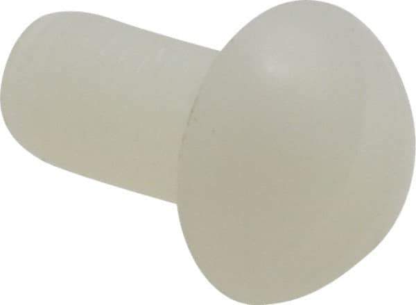 Made in USA - #10-32 UNF, 3/8" Length Under Head Slotted Drive Machine Screw - Round Head, Grade 6/6 Nylon, Uncoated, Without Washer - USA Tool & Supply