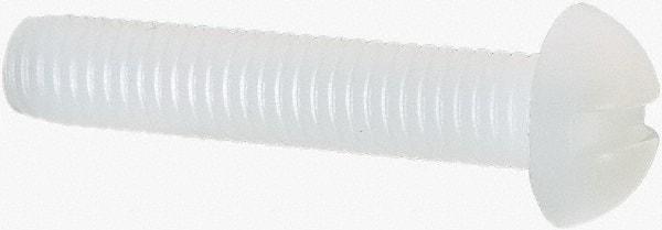 Made in USA - #10-32 UNF, 1" Length Under Head Slotted Drive Machine Screw - Round Head, Grade 6/6 Nylon, Uncoated, Without Washer - USA Tool & Supply
