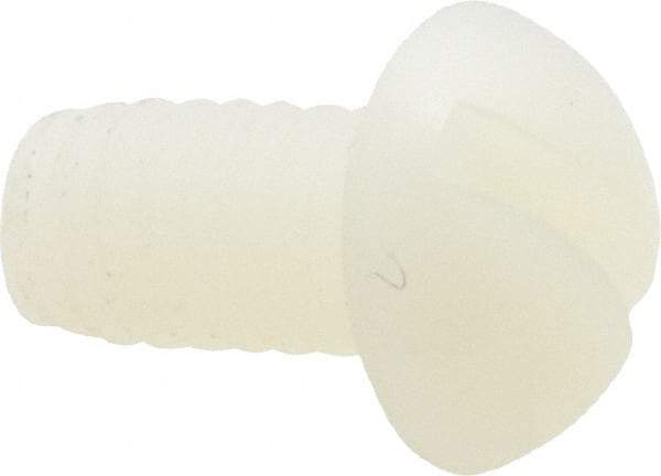 Made in USA - 1/4-20 UNC, 1/2" Length Under Head Slotted Drive Machine Screw - Round Head, Grade 6/6 Nylon, Uncoated, Without Washer - USA Tool & Supply