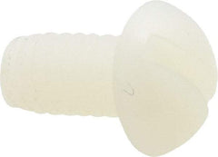 Made in USA - 1/4-20 UNC, 1/2" Length Under Head Slotted Drive Machine Screw - Round Head, Grade 6/6 Nylon, Uncoated, Without Washer - USA Tool & Supply