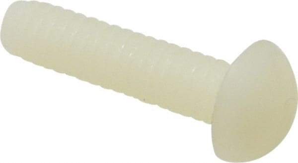 Made in USA - 1/4-20 UNC, 1" Length Under Head Slotted Drive Machine Screw - Round Head, Grade 6/6 Nylon, Uncoated, Without Washer - USA Tool & Supply