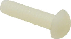Made in USA - 1/4-20 UNC, 1" Length Under Head Slotted Drive Machine Screw - Round Head, Grade 6/6 Nylon, Uncoated, Without Washer - USA Tool & Supply