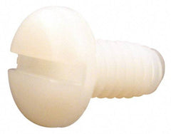 Made in USA - 1/4-20 UNC, 1/4" Length Under Head Slotted Drive Machine Screw - Pan Head, Grade 6/6 Nylon, Uncoated, Without Washer - USA Tool & Supply
