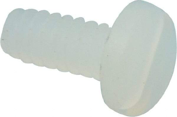 Made in USA - #4-40 UNC, 1/4" Length Under Head Slotted Drive Machine Screw - Pan Head, Grade 6/6 Nylon, Uncoated, Without Washer - USA Tool & Supply