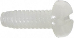 Made in USA - #6-32 UNC, 7/16" Length Under Head Slotted Drive Machine Screw - Pan Head, Grade 6/6 Nylon, Uncoated, Without Washer - USA Tool & Supply
