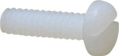 Made in USA - #6-32 UNC, 1/2" Length Under Head Slotted Drive Machine Screw - Pan Head, Grade 6/6 Nylon, Uncoated, Without Washer - USA Tool & Supply